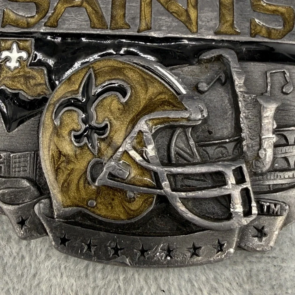 Vintage New Orleans Saints Belt Buckle Siskiyou  Silver‎ Tone Enamel